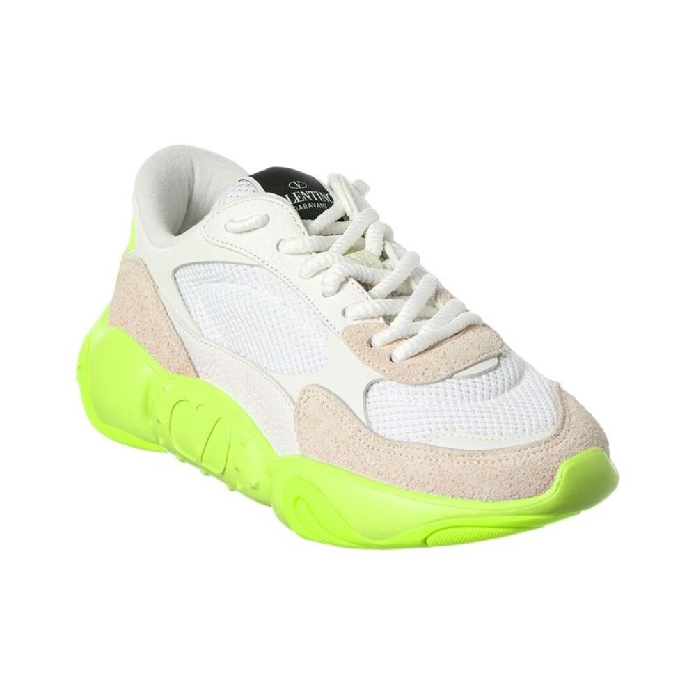 Valentino Vlogo Mesh & Leather Sneaker, White